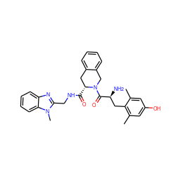 Cc1cc(O)cc(C)c1C[C@H](N)C(=O)N1Cc2ccccc2C[C@H]1C(=O)NCc1nc2ccccc2n1C ZINC000013677761