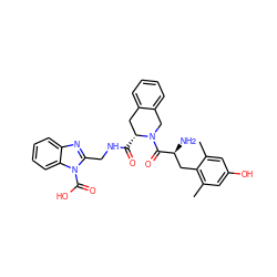 Cc1cc(O)cc(C)c1C[C@H](N)C(=O)N1Cc2ccccc2C[C@H]1C(=O)NCc1nc2ccccc2n1C(=O)O ZINC000027641210