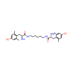 Cc1cc(O)cc(C)c1C[C@H](N)C(=O)NCCCCCCNC(=O)[C@H](N)Cc1c(C)cc(O)cc1C ZINC000026947077