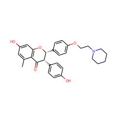 Cc1cc(O)cc2c1C(=O)[C@@H](c1ccc(O)cc1)[C@@H](c1ccc(OCCN3CCCCC3)cc1)O2 ZINC000029215330