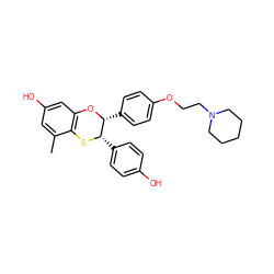 Cc1cc(O)cc2c1S[C@@H](c1ccc(O)cc1)[C@@H](c1ccc(OCCN3CCCCC3)cc1)O2 ZINC000026657086