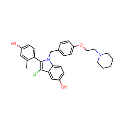 Cc1cc(O)ccc1-c1c(Cl)c2cc(O)ccc2n1Cc1ccc(OCCN2CCCCC2)cc1 ZINC000038383275