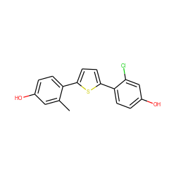 Cc1cc(O)ccc1-c1ccc(-c2ccc(O)cc2Cl)s1 ZINC000095590209