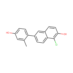 Cc1cc(O)ccc1-c1ccc2c(Cl)c(O)ccc2c1 ZINC000013645065