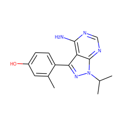 Cc1cc(O)ccc1-c1nn(C(C)C)c2ncnc(N)c12 ZINC000008581891