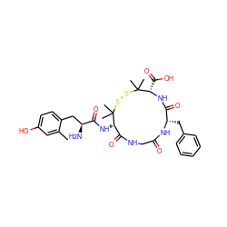 Cc1cc(O)ccc1C[C@H](N)C(=O)N[C@H]1C(=O)NCC(=O)N[C@@H](Cc2ccccc2)C(=O)N[C@@H](C(=O)O)C(C)(C)SSC1(C)C ZINC000026476850