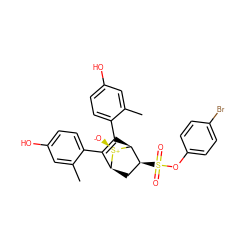 Cc1cc(O)ccc1C1=C(c2ccc(O)cc2C)[C@H]2[C@@H](S(=O)(=O)Oc3ccc(Br)cc3)C[C@@H]1[S@@+]2[O-] ZINC000084670186