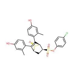 Cc1cc(O)ccc1C1=C(c2ccc(O)cc2C)[C@H]2[C@@H](S(=O)(=O)Oc3ccc(Cl)cc3)C[C@@H]1[S@@+]2[O-] ZINC000084669416