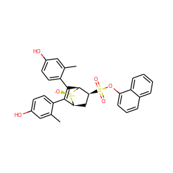 Cc1cc(O)ccc1C1=C(c2ccc(O)cc2C)[C@H]2[C@@H](S(=O)(=O)Oc3cccc4ccccc34)C[C@@H]1[S@@+]2[O-] ZINC000084758873