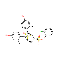 Cc1cc(O)ccc1C1=C(c2ccc(O)cc2C)[C@H]2[C@@H](S(=O)(=O)Oc3ccccc3Cl)C[C@@H]1[S@@+]2[O-] ZINC000084669410