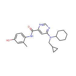 Cc1cc(O)ccc1NC(=O)c1cc(N(CC2CC2)C2CCCCC2)ncn1 ZINC000049109320