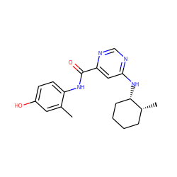 Cc1cc(O)ccc1NC(=O)c1cc(N[C@H]2CCCC[C@H]2C)ncn1 ZINC000143894346