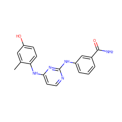 Cc1cc(O)ccc1Nc1ccnc(Nc2cccc(C(N)=O)c2)n1 ZINC000028950529