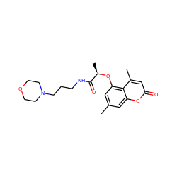 Cc1cc(O[C@H](C)C(=O)NCCCN2CCOCC2)c2c(C)cc(=O)oc2c1 ZINC000020548185