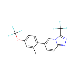 Cc1cc(OC(F)(F)F)ccc1-c1ccc2nnc(C(F)(F)F)n2c1 ZINC000114878658