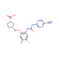 Cc1cc(OC[C@@H]2CC[C@H](C(=O)O)C2)c(NC(=O)Nc2cnc(C#N)cn2)cc1Cl ZINC000063298506