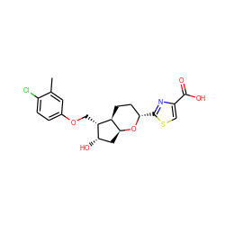 Cc1cc(OC[C@H]2[C@@H](O)C[C@@H]3O[C@@H](c4nc(C(=O)O)cs4)CC[C@@H]32)ccc1Cl ZINC000653717004