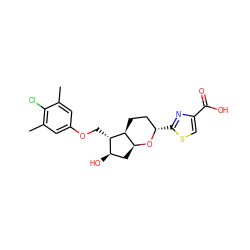 Cc1cc(OC[C@H]2[C@H](O)C[C@@H]3O[C@@H](c4nc(C(=O)O)cs4)CC[C@@H]32)cc(C)c1Cl ZINC000653700689