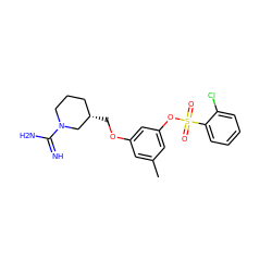 Cc1cc(OC[C@H]2CCCN(C(=N)N)C2)cc(OS(=O)(=O)c2ccccc2Cl)c1 ZINC000001893778