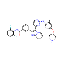 Cc1cc(OC2CCN(C)CC2)ccc1Nc1nccc(-c2c(-c3cccc(C(=O)Nc4c(F)cccc4F)c3)nc3ccccn23)n1 ZINC000165062378