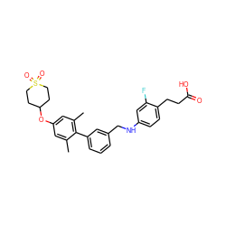 Cc1cc(OC2CCS(=O)(=O)CC2)cc(C)c1-c1cccc(CNc2ccc(CCC(=O)O)c(F)c2)c1 ZINC000084670174