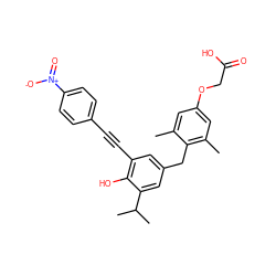 Cc1cc(OCC(=O)O)cc(C)c1Cc1cc(C#Cc2ccc([N+](=O)[O-])cc2)c(O)c(C(C)C)c1 ZINC000001553114