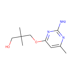 Cc1cc(OCC(C)(C)CO)nc(N)n1 ZINC000653741216