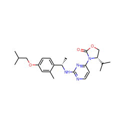 Cc1cc(OCC(C)C)ccc1[C@H](C)Nc1nccc(N2C(=O)OC[C@@H]2C(C)C)n1 ZINC000221305075