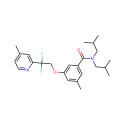 Cc1cc(OCC(F)(F)c2cc(C)ccn2)cc(C(=O)N(CC(C)C)CC(C)C)c1 ZINC000066077605