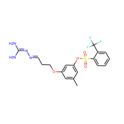 Cc1cc(OCC/C=N/N=C(N)N)cc(OS(=O)(=O)c2ccccc2C(F)(F)F)c1 ZINC000027313397