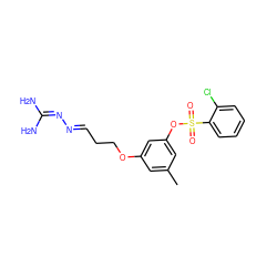 Cc1cc(OCC/C=N/N=C(N)N)cc(OS(=O)(=O)c2ccccc2Cl)c1 ZINC000027317573