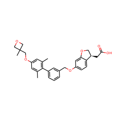 Cc1cc(OCC2(C)COC2)cc(C)c1-c1cccc(COc2ccc3c(c2)OC[C@H]3CC(=O)O)c1 ZINC000084670178