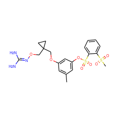 Cc1cc(OCC2(CON=C(N)N)CC2)cc(OS(=O)(=O)c2ccccc2S(C)(=O)=O)c1 ZINC000029317237