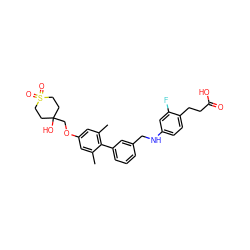 Cc1cc(OCC2(O)CCS(=O)(=O)CC2)cc(C)c1-c1cccc(CNc2ccc(CCC(=O)O)c(F)c2)c1 ZINC000084670175