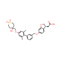 Cc1cc(OCC2(O)CCS(=O)(=O)CC2)cc(C)c1-c1cccc(COc2ccc3c(c2)OC[C@H]3CC(=O)O)c1 ZINC000084652221