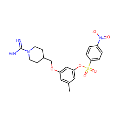 Cc1cc(OCC2CCN(C(=N)N)CC2)cc(OS(=O)(=O)c2ccc([N+](=O)[O-])cc2)c1 ZINC000027902309