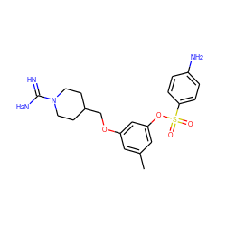 Cc1cc(OCC2CCN(C(=N)N)CC2)cc(OS(=O)(=O)c2ccc(N)cc2)c1 ZINC000027890247