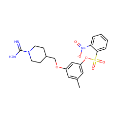 Cc1cc(OCC2CCN(C(=N)N)CC2)cc(OS(=O)(=O)c2ccccc2[N+](=O)[O-])c1 ZINC000027891638