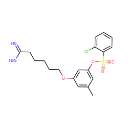 Cc1cc(OCCCCCC(=N)N)cc(OS(=O)(=O)c2ccccc2Cl)c1 ZINC000027900883