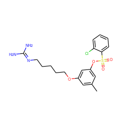 Cc1cc(OCCCCCN=C(N)N)cc(OS(=O)(=O)c2ccccc2Cl)c1 ZINC000029341876