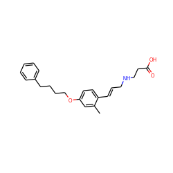 Cc1cc(OCCCCc2ccccc2)ccc1/C=C/CNCCC(=O)O ZINC000059615599