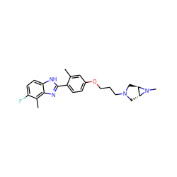 Cc1cc(OCCCN2C[C@@H]3[C@@H](C2)N3C)ccc1-c1nc2c(C)c(F)ccc2[nH]1 ZINC000101346890