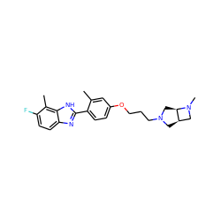 Cc1cc(OCCCN2C[C@@H]3[C@H](C2)CN3C)ccc1-c1nc2ccc(F)c(C)c2[nH]1 ZINC000049050584