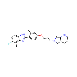 Cc1cc(OCCCN2C[C@H]3CCCN[C@H]3C2)ccc1-c1nc2c(C)c(F)ccc2[nH]1 ZINC000049109519