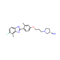 Cc1cc(OCCCN2CC[C@H](N)C2)ccc1-c1nc2c(C)c(F)ccc2[nH]1 ZINC000049035813