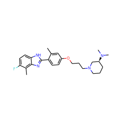 Cc1cc(OCCCN2CCC[C@H](N(C)C)C2)ccc1-c1nc2c(C)c(F)ccc2[nH]1 ZINC000049046868