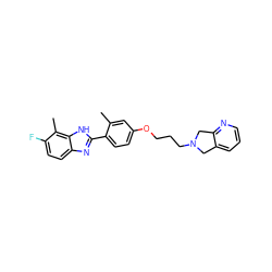 Cc1cc(OCCCN2Cc3cccnc3C2)ccc1-c1nc2ccc(F)c(C)c2[nH]1 ZINC000049036381