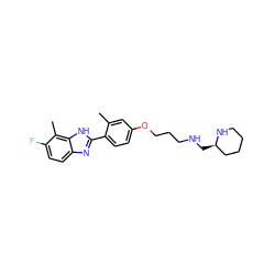 Cc1cc(OCCCNC[C@@H]2CCCCN2)ccc1-c1nc2ccc(F)c(C)c2[nH]1 ZINC000049052732