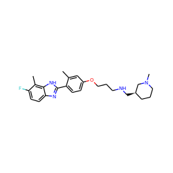 Cc1cc(OCCCNC[C@@H]2CCCN(C)C2)ccc1-c1nc2ccc(F)c(C)c2[nH]1 ZINC000049034392