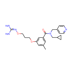 Cc1cc(OCCCON=C(N)N)cc(C(=O)N(Cc2ccncc2)CC2CC2)c1 ZINC000027207213